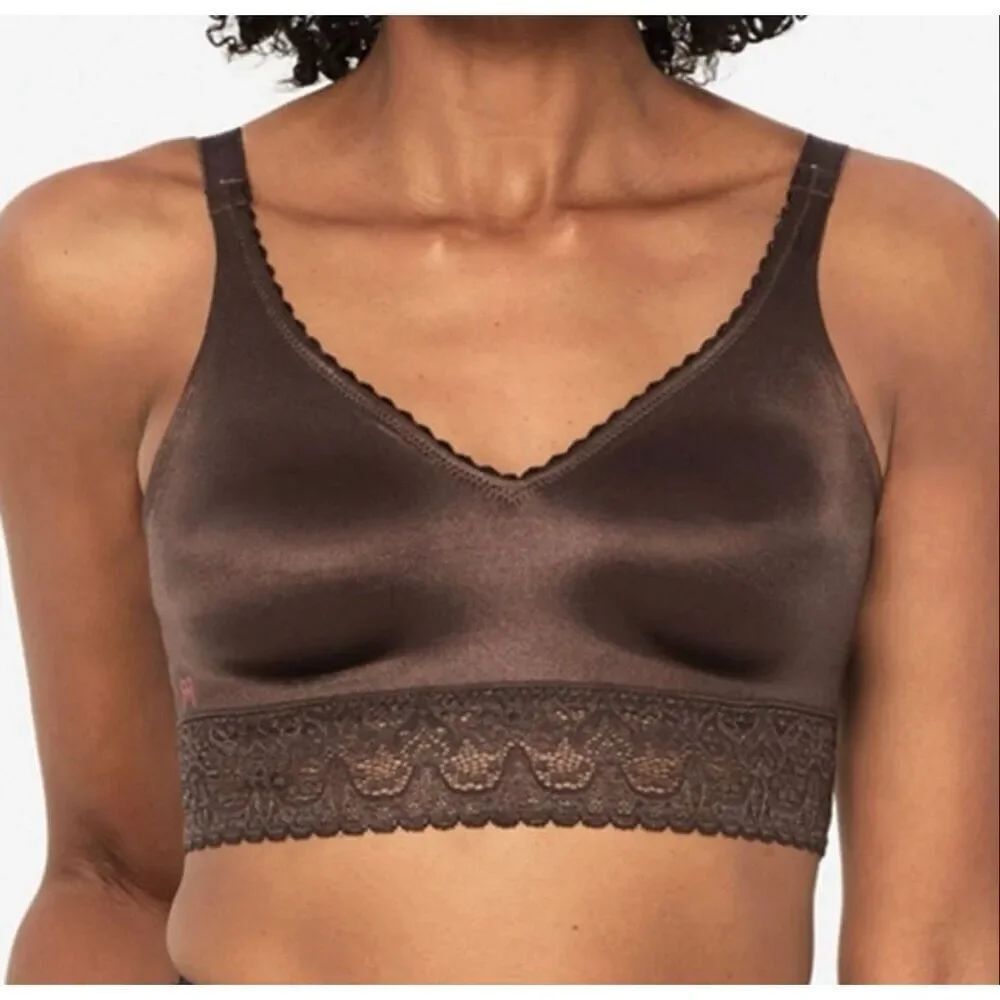 Ruby Ribbon Lace Demiette W/Lace Gripper Bra Brown Nwt Size 32